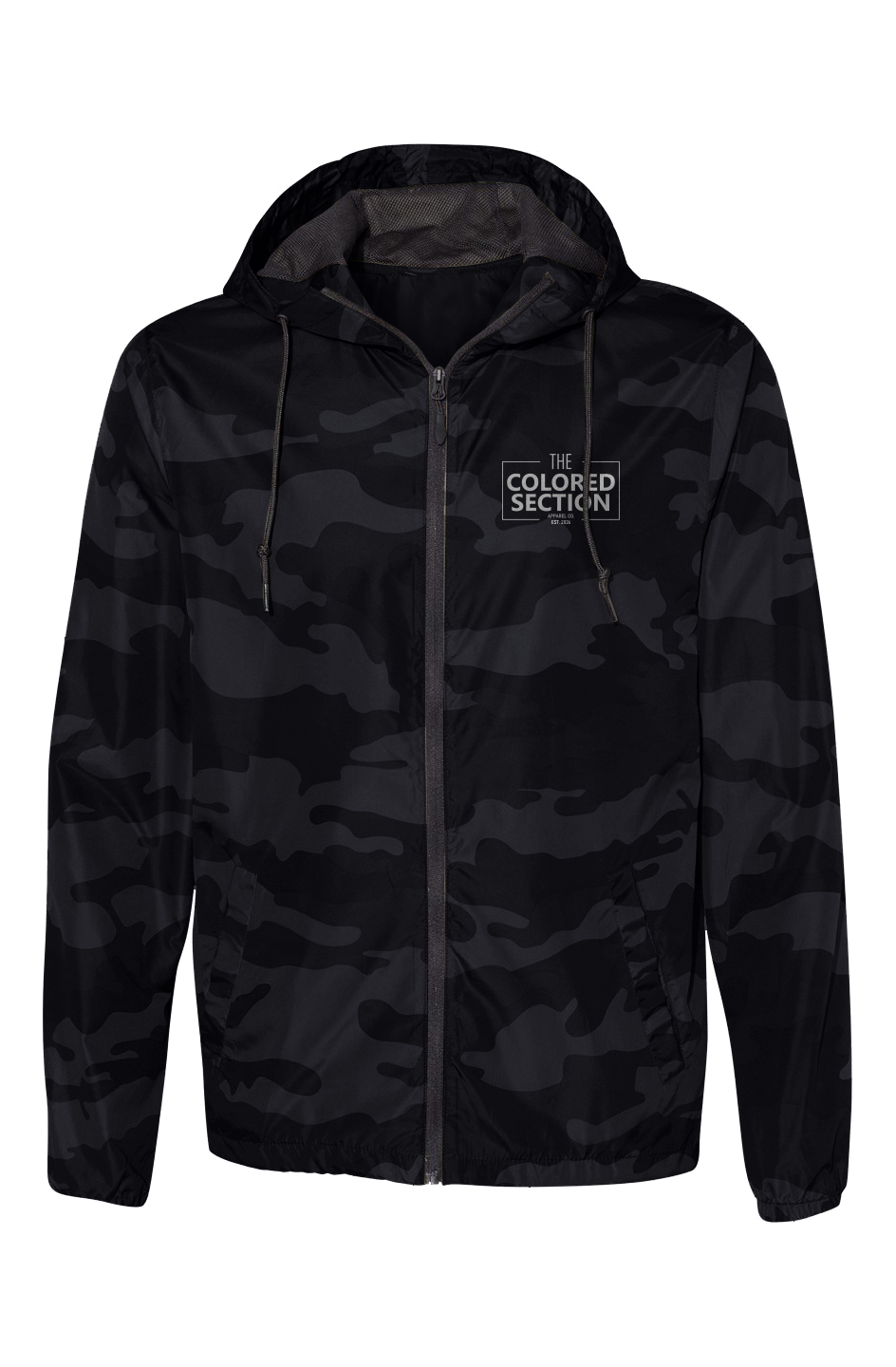 Black Camo Water Resistant Windbreaker